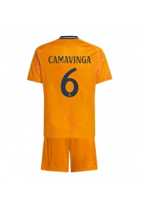 Fotbalové Dres Real Madrid Eduardo Camavinga #6 Dětské Venkovní Oblečení 2024-25 Krátký Rukáv (+ trenýrky)